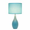 Creekwood Home Traditional Standard Ceramic Dewdrop Table Desk Lamp with Matching Fabric Shade, Blue CWT-2000-BL